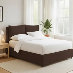 Letto Piazza e Mezza Marrone Sfoderabile Contenitore, Dimensione Materasso 120x190 cm - Erchie