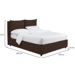 Letto Piazza e Mezza Marrone Sfoderabile Contenitore, Dimensione Materasso 120x190 cm - Erchie