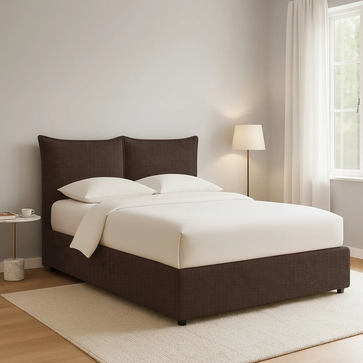 Letto Piazza e Mezza Marrone Sfoderabile Contenitore, Dimensione Materasso 120x190 cm - Rabbi