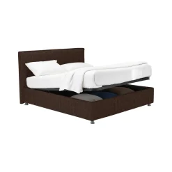 Letto Piazza e Mezza Marrone Sfoderabile Contenitore, Dimensione Materasso 120x200 cm - Codevigo
