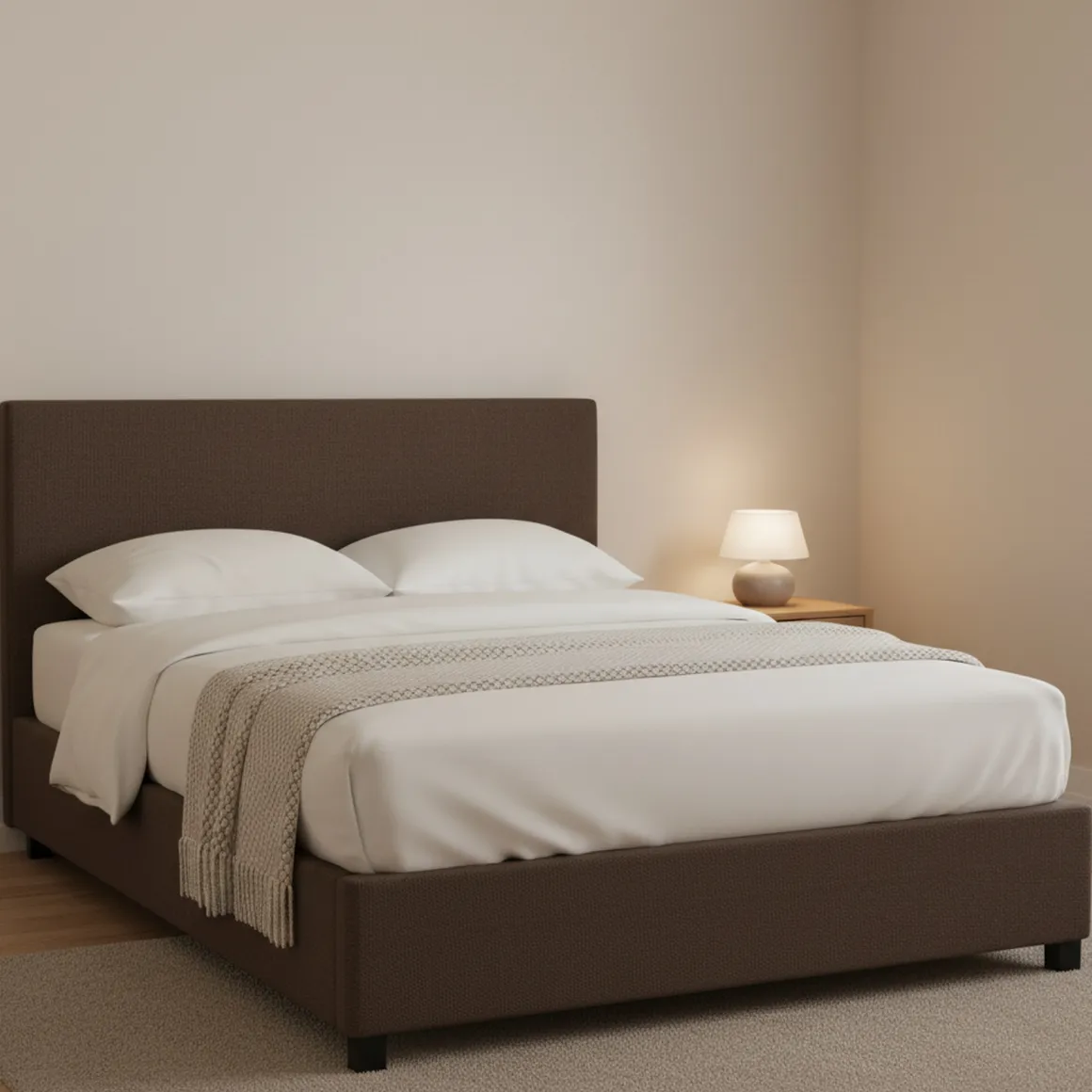 Letto Piazza e Mezza Marrone Sfoderabile Contenitore, Dimensione Materasso 120x200 cm - Noceto