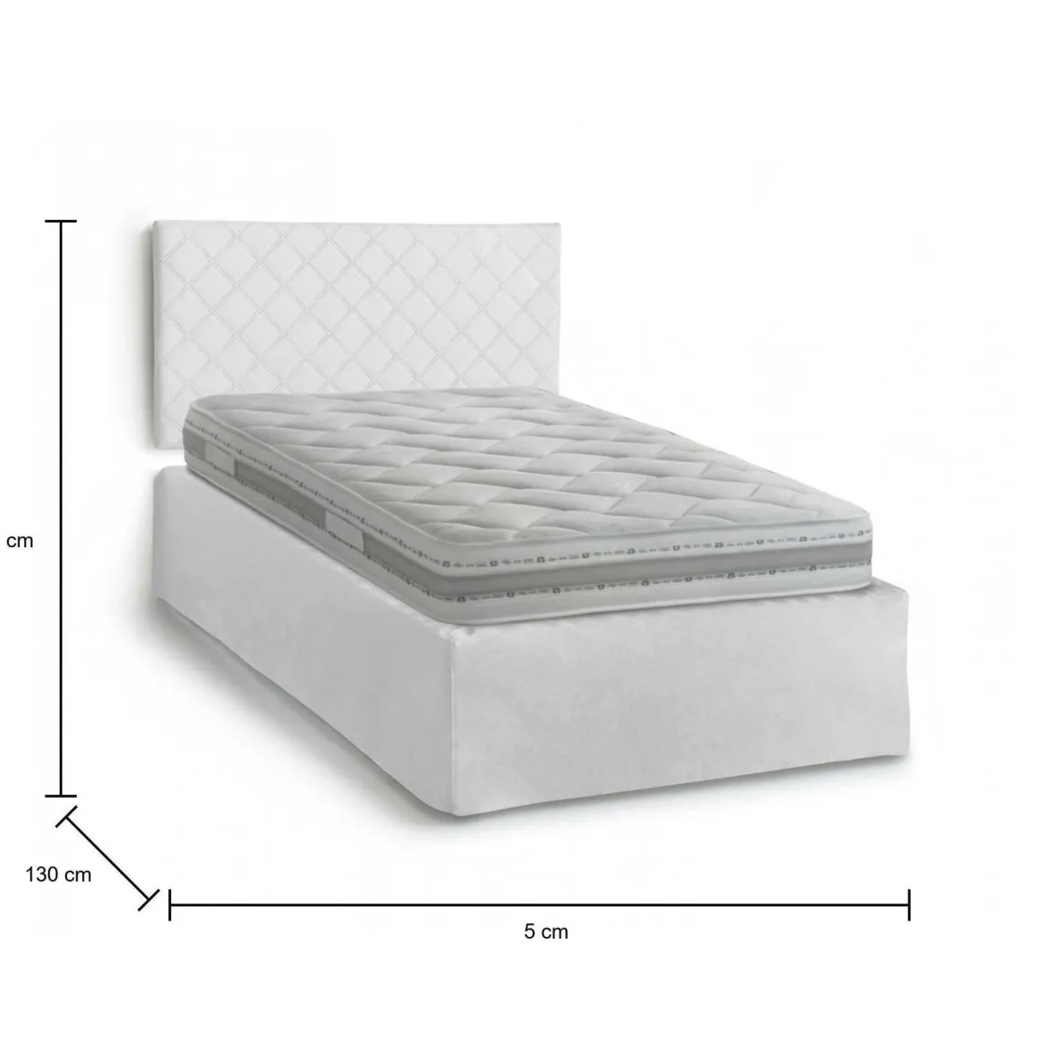 Letto piazza e mezza Opale, Cm 120x190, Bianco