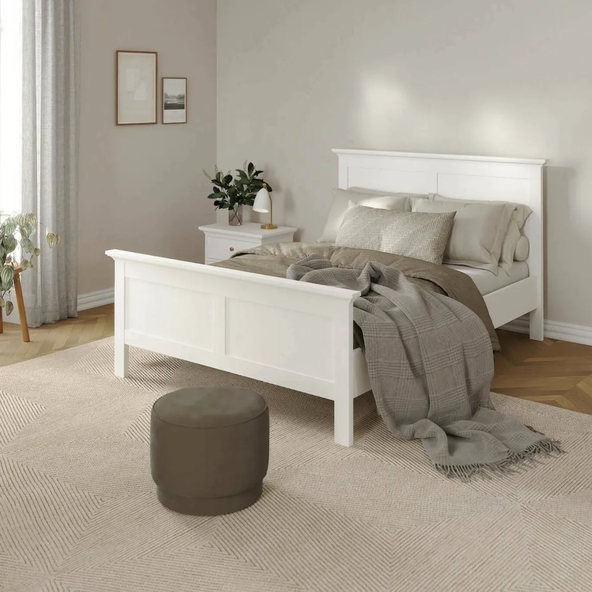 Letto piazza e mezza Phanfone, 158x201 h110 cm, Bianco