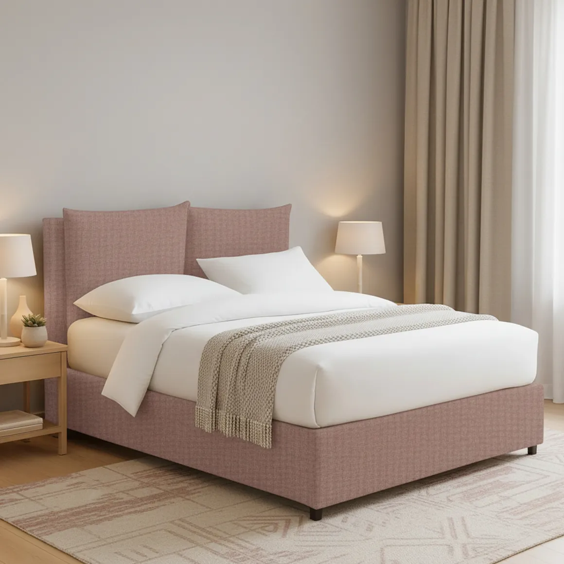 Letto Piazza e Mezza Rosa Antico Sfoderabile Contenitore, Dimensione Materasso 120x190 cm - Erchie