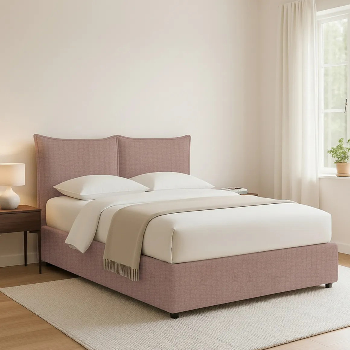 Letto Piazza e Mezza Rosa Antico Sfoderabile Contenitore, Dimensione Materasso 120x190 cm - Rabbi