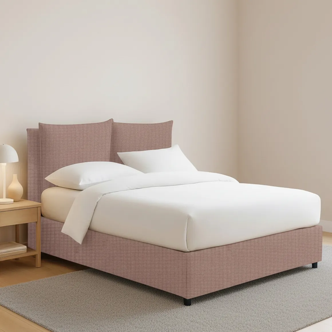 Letto Piazza e Mezza Rosa Antico Sfoderabile Contenitore, Dimensione Materasso 120x200 cm - Diamante