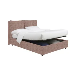Letto Piazza e Mezza Rosa Antico Sfoderabile Contenitore, Dimensione Materasso 120x200 cm - Diamante