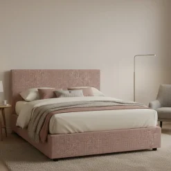 Letto Piazza e Mezza Rosa Antico Sfoderabile Contenitore, Dimensione Materasso 120x200 cm - Noceto