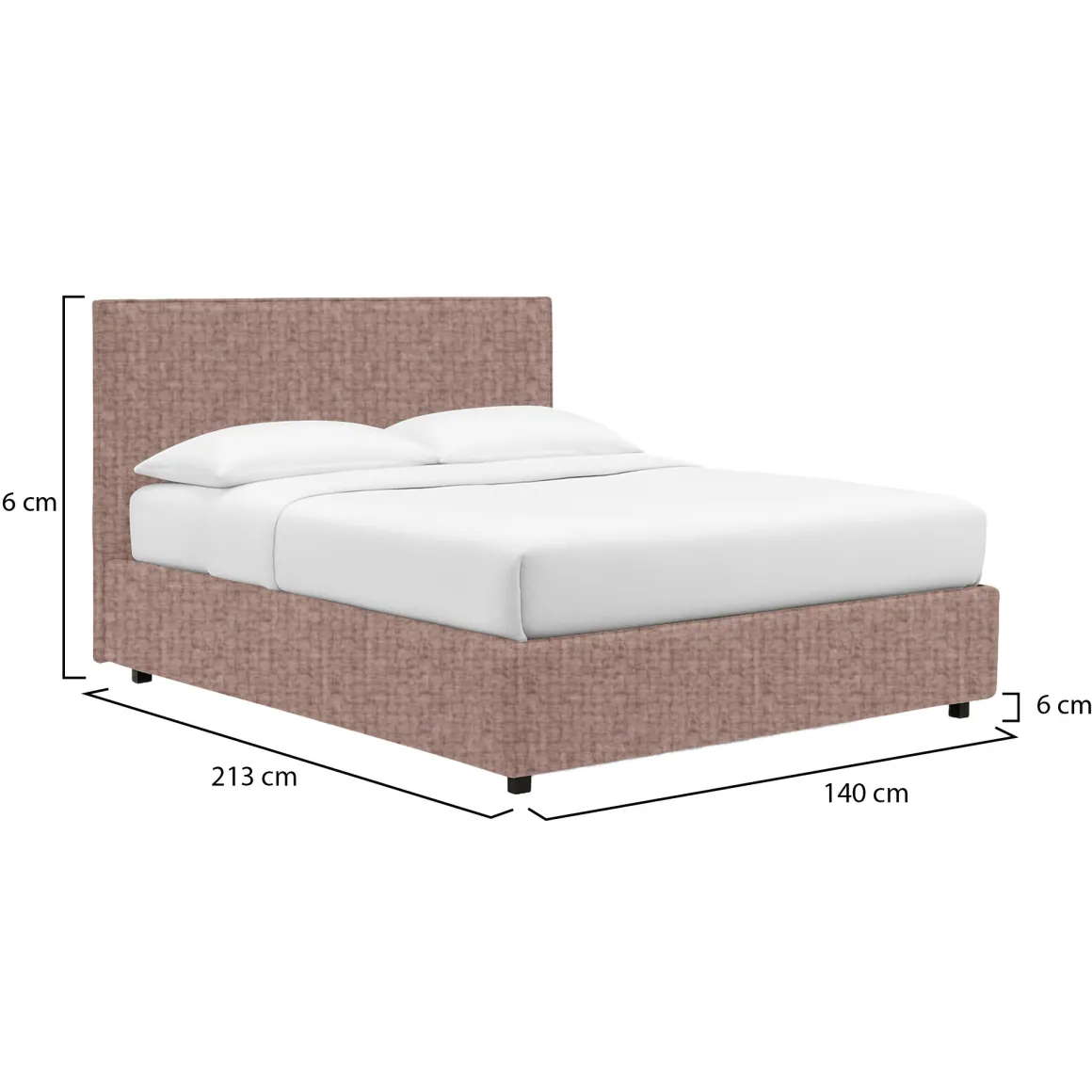 Letto Piazza e Mezza Rosa Antico Sfoderabile Contenitore, Dimensione Materasso 120x200 cm - Noceto