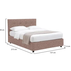 Letto Piazza e Mezza Rosa Antico Sfoderabile Contenitore, Dimensione Materasso 120x200 cm - Pollutri