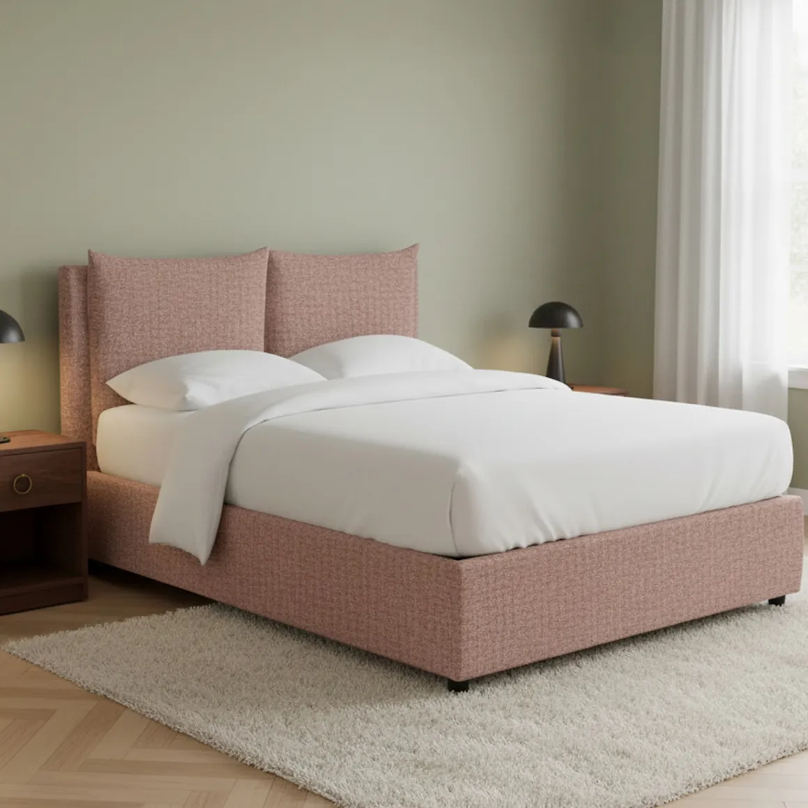 Letto Piazza e Mezza Rosa Sfoderabile Contenitore, Dimensione Materasso 120x190 cm - Erchie