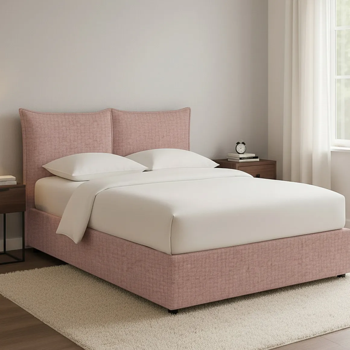 Letto Piazza e Mezza Rosa Sfoderabile Contenitore, Dimensione Materasso 120x190 cm - Rabbi