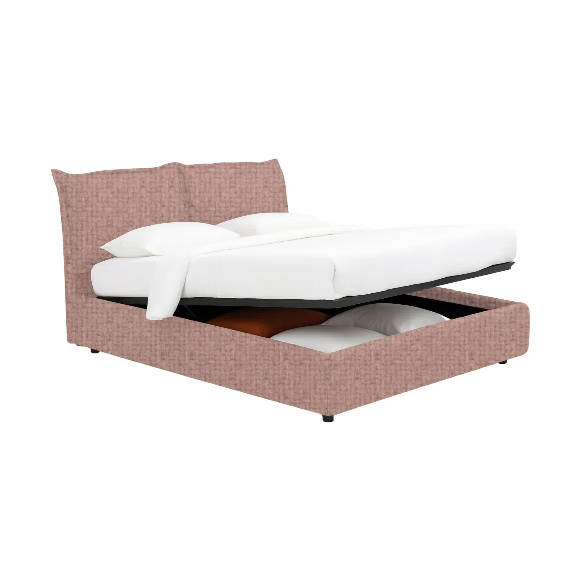 Letto Piazza e Mezza Rosa Sfoderabile Contenitore, Dimensione Materasso 120x190 cm - Rabbi