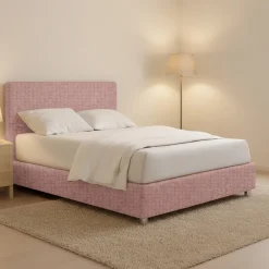 Letto Piazza e Mezza Rosa Sfoderabile Contenitore, Dimensione Materasso 120x200 cm - Codevigo
