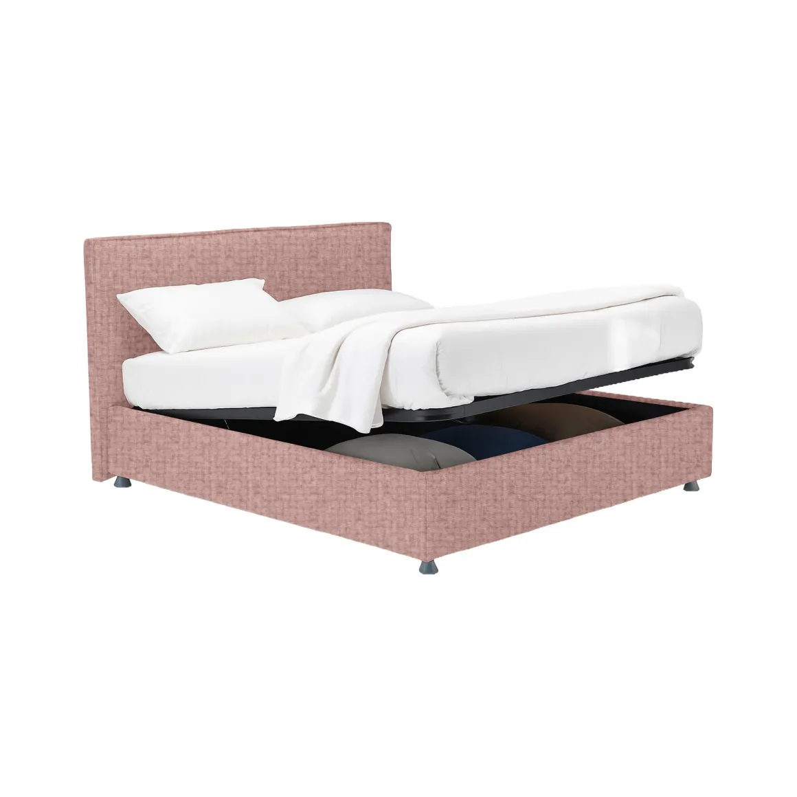 Letto Piazza e Mezza Rosa Sfoderabile Contenitore, Dimensione Materasso 120x200 cm - Codevigo