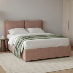 Letto Piazza e Mezza Rosa Sfoderabile Contenitore, Dimensione Materasso 120x200 cm - Diamante