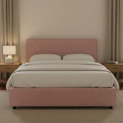 Letto Piazza e Mezza Rosa Sfoderabile Contenitore, Dimensione Materasso 120x200 cm - Noceto