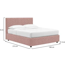Letto Piazza e Mezza Rosa Sfoderabile Contenitore, Dimensione Materasso 120x200 cm - Noceto