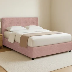 Letto Piazza e Mezza Rosa Sfoderabile Contenitore, Dimensione Materasso 120x200 cm - Pollutri