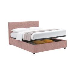 Letto Piazza e Mezza Rosa Sfoderabile Contenitore, Dimensione Materasso 120x200 cm - Pollutri