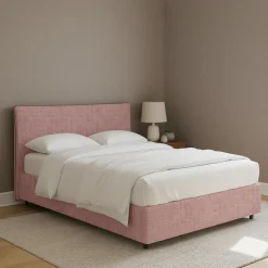Letto Piazza e Mezza Rosa Sfoderabile Contenitore, Dimensione Materasso 120x200 cm - Silandro