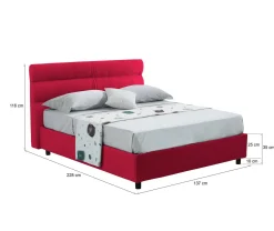 Letto Piazza e Mezza Rosso Sfoderabile Contenitore, Dimensione Materasso 120x200 cm Made in Italy - Briona