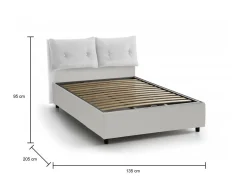 Letto piazza e mezza Rubino, adatto per materasso Cm 120x190, Bianco