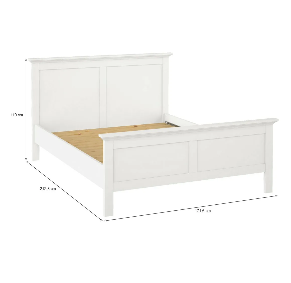Letto piazza e mezza Saudel, 172x213 h110 cm, Bianco