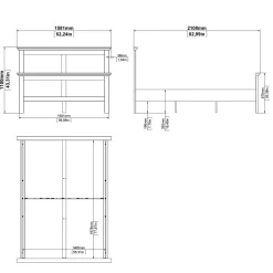 Letto piazza e mezza Umbert, 211x158 h110 cm, Grigio
