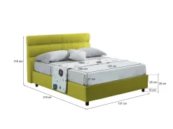 Letto Piazza e Mezza Verde Materasso Incluso Sfoderabile, Contenitore Made in Italy - Briosco