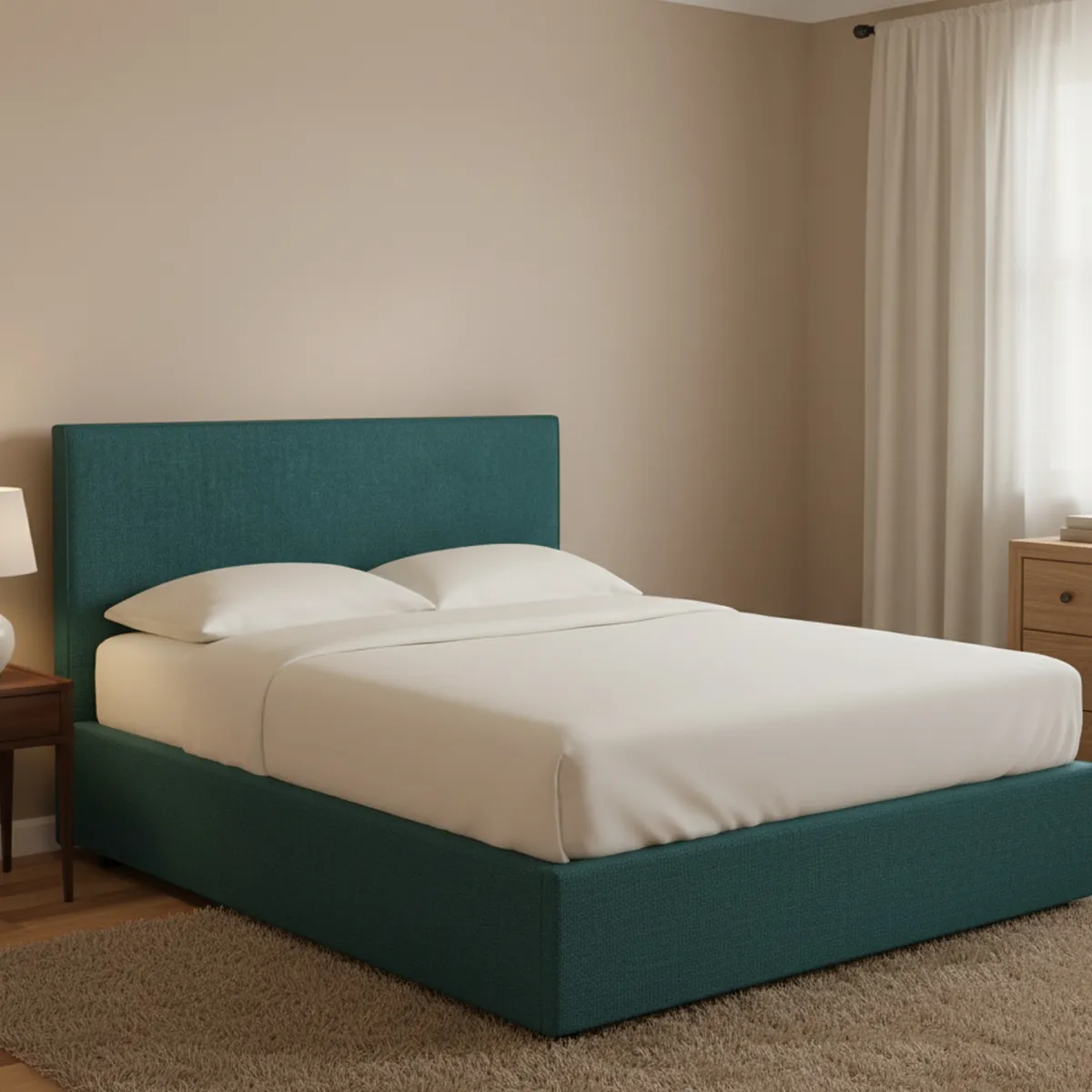 Letti Piazza E Mezza|Letti Piazza E Mezza > Dmora Letto Piazza e Mezza Sfoderabile Contenitore, Dimensione Materasso 120x190 cm - Ciconio Verde Petrolio