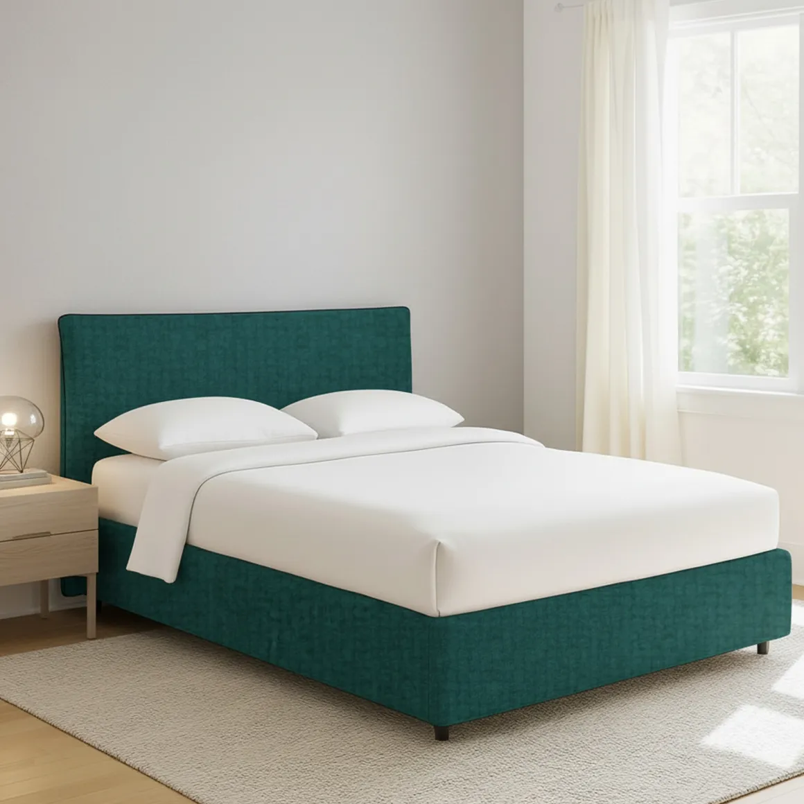 Letto Piazza e Mezza Verde Petrolio Sfoderabile Contenitore, Dimensione Materasso 120x190 cm - Cirie