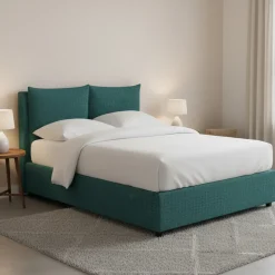 Letto Piazza e Mezza Verde Petrolio Sfoderabile Contenitore, Dimensione Materasso 120x190 cm - Erchie