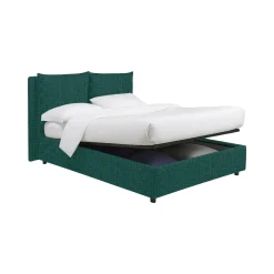 Letto Piazza e Mezza Verde Petrolio Sfoderabile Contenitore, Dimensione Materasso 120x190 cm - Erchie
