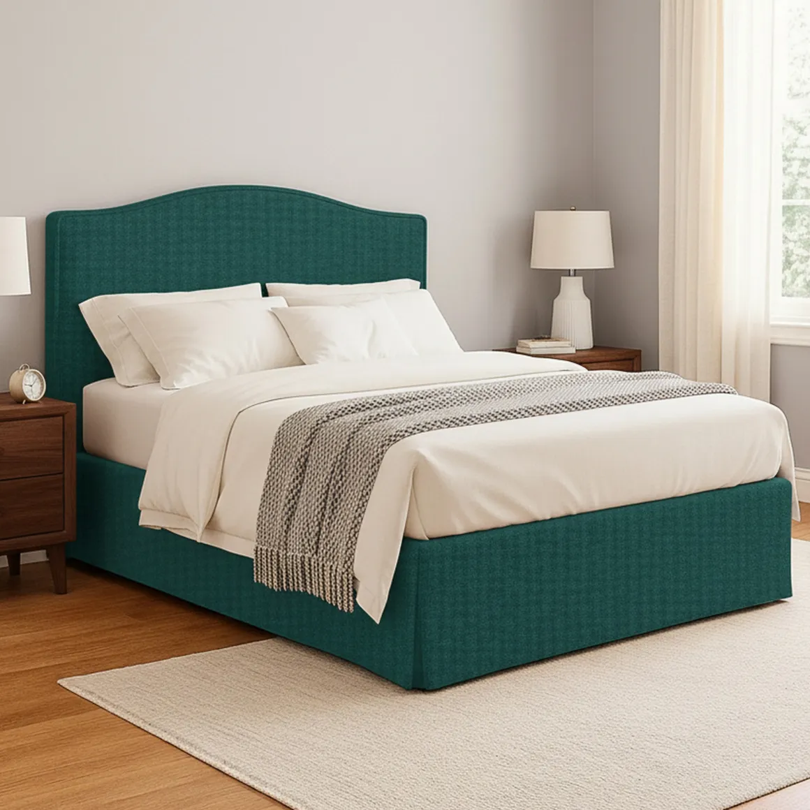 Letto Piazza e Mezza Verde Petrolio Sfoderabile Contenitore, Dimensione Materasso 120x190 cm - Lavagna