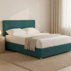 Letto Piazza e Mezza Verde Petrolio Sfoderabile Contenitore, Dimensione Materasso 120x200 cm - Codevigo