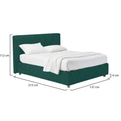 Letto Piazza e Mezza Verde Petrolio Sfoderabile Contenitore, Dimensione Materasso 120x200 cm - Codevigo