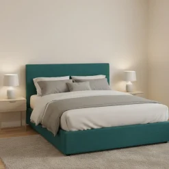 Letto Piazza e Mezza Verde Petrolio Sfoderabile Contenitore, Dimensione Materasso 120x200 cm - Noceto