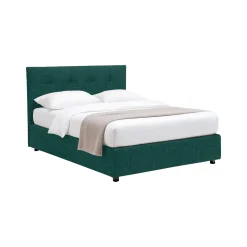 Letto Piazza e Mezza Verde Petrolio Sfoderabile Contenitore, Dimensione Materasso 120x200 cm - Pollutri