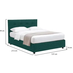 Letto Piazza e Mezza Verde Petrolio Sfoderabile Contenitore, Dimensione Materasso 120x200 cm - Pollutri