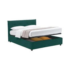 Letto Piazza e Mezza Verde Petrolio Sfoderabile Contenitore, Dimensione Materasso 120x200 cm - Pollutri
