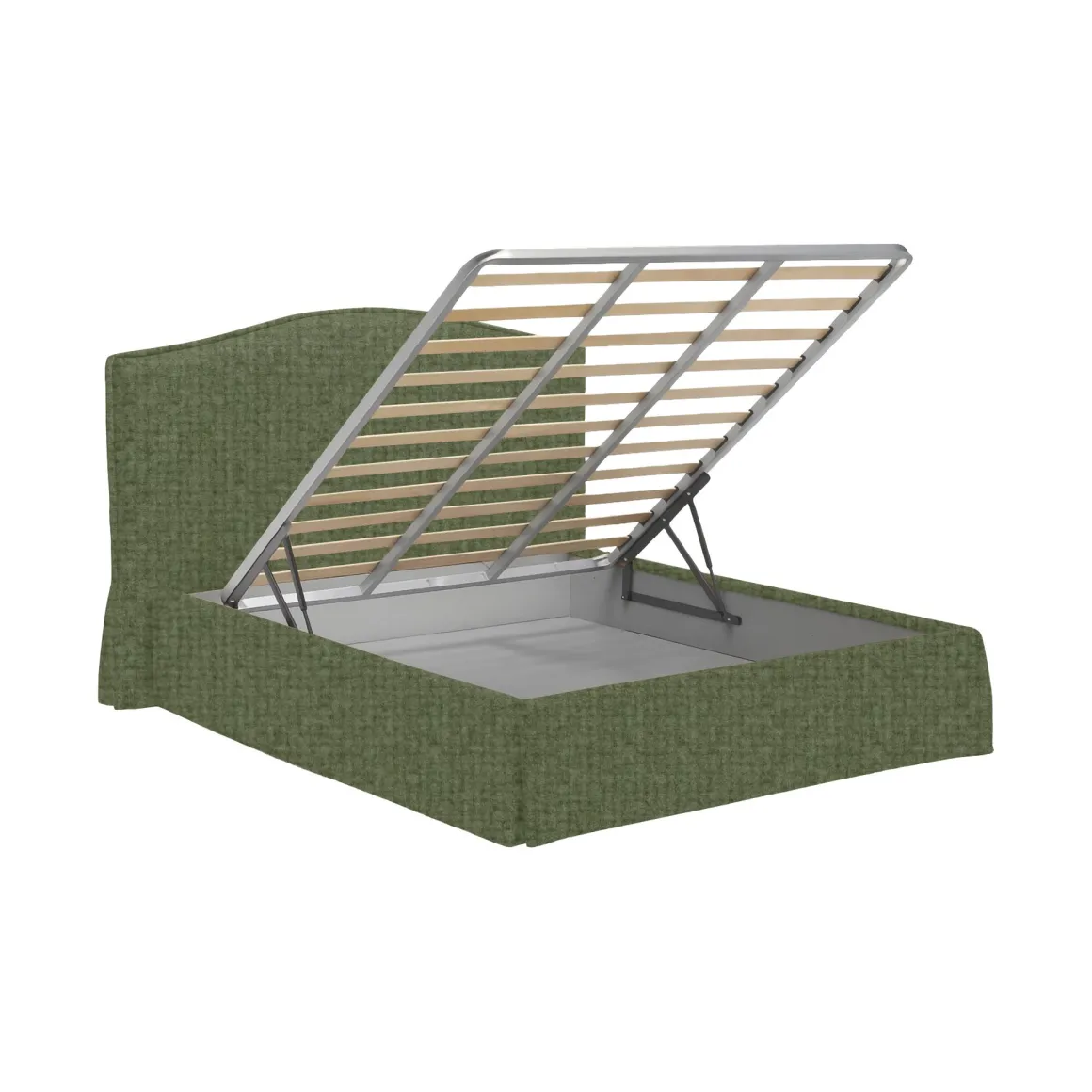 Letto Piazza e Mezza Verde Sfoderabile Contenitore, Dimensione Materasso 120x190 cm - Lavagna