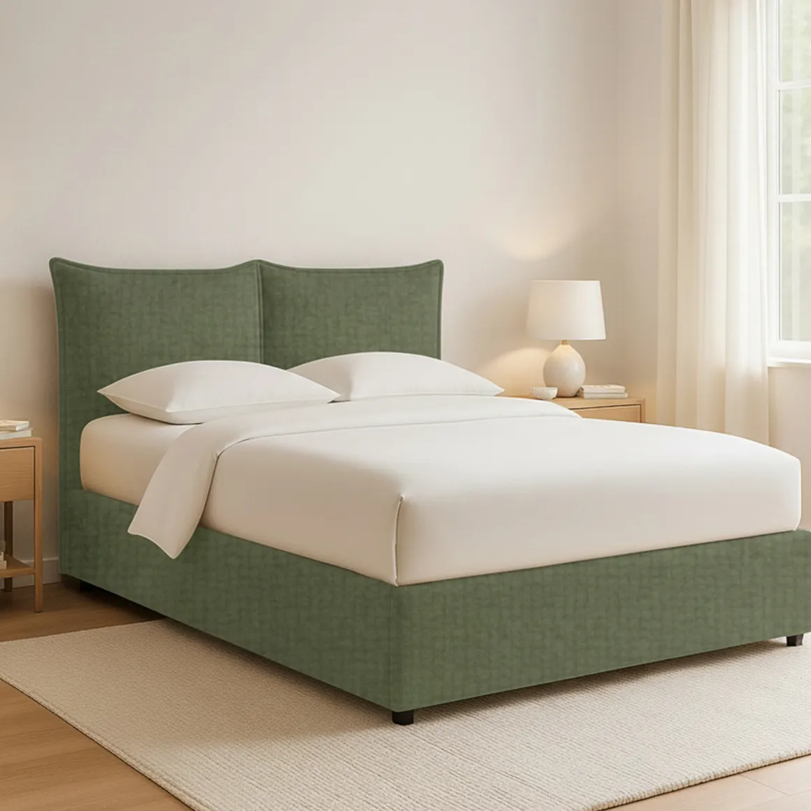 Letto Piazza e Mezza Verde Sfoderabile Contenitore, Dimensione Materasso 120x190 cm - Rabbi