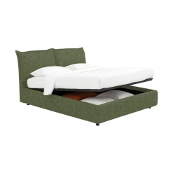 Letto Piazza e Mezza Verde Sfoderabile Contenitore, Dimensione Materasso 120x190 cm - Rabbi