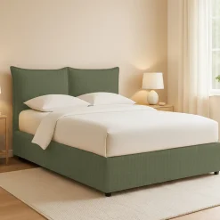 Letto Piazza e Mezza Verde Sfoderabile Contenitore, Dimensione Materasso 120x200 cm - Marmora