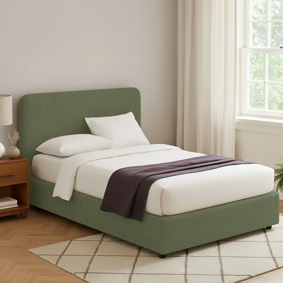 Letti Piazza E Mezza|Letti Piazza E Mezza > Dmora Letto Piazza e Mezza Sfoderabile Contenitore, Dimensione Materasso 120x200 cm - Silandro Verde
