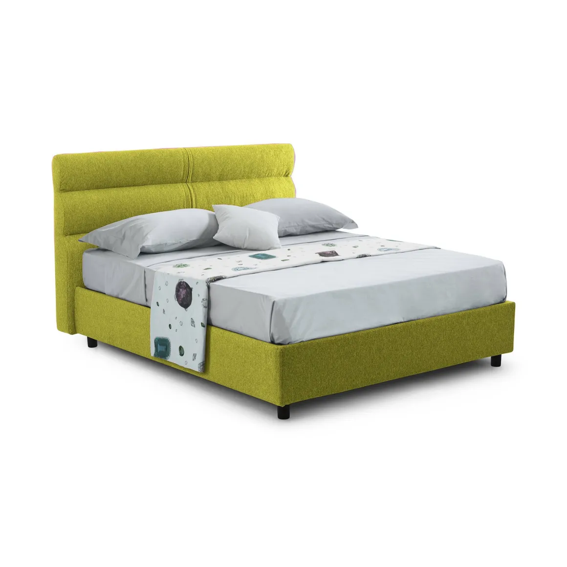 Letto Piazza e Mezza Verde Sfoderabile Contenitore, Dimensione Materasso 120x200 cm Made in Italy - Briona
