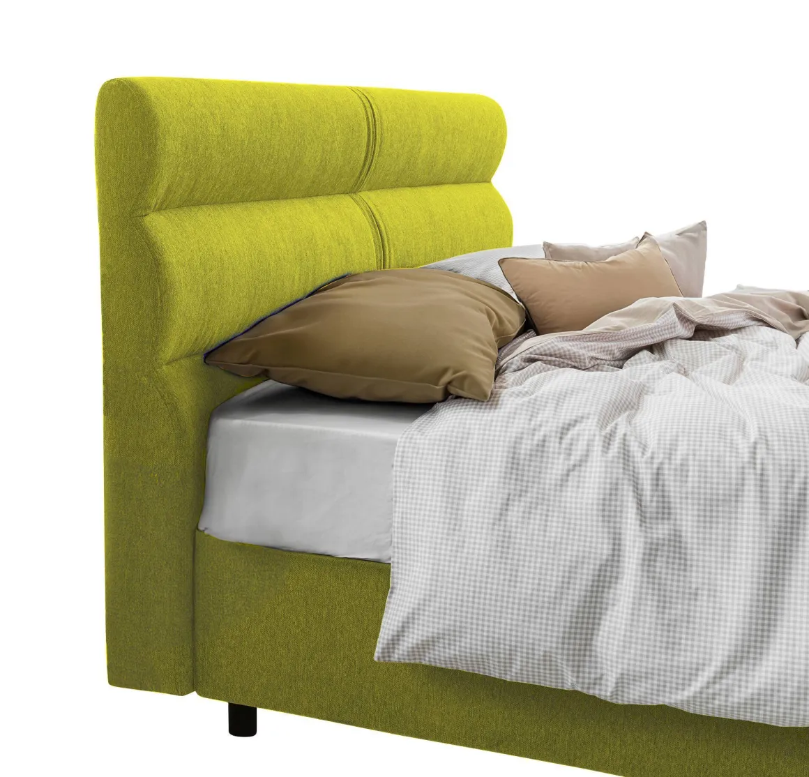 Letto Piazza e Mezza Verde Sfoderabile Contenitore, Dimensione Materasso 120x200 cm Made in Italy - Briona