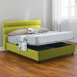 Letto Piazza e Mezza Verde Sfoderabile Contenitore, Dimensione Materasso 120x200 cm Made in Italy - Briona