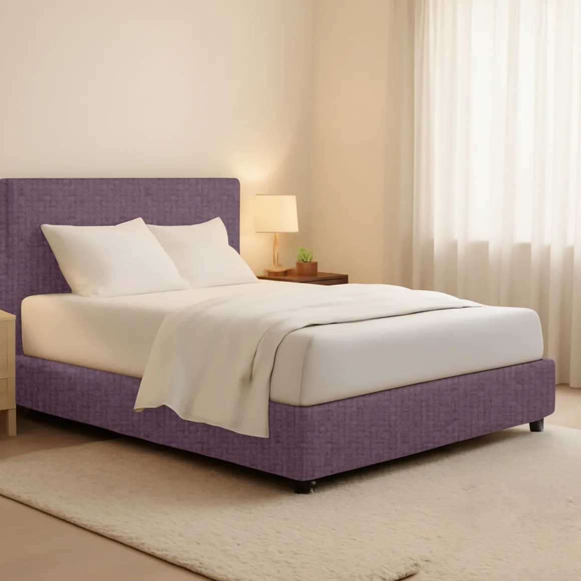 Letto Piazza e Mezza Viola Lilla Sfoderabile Contenitore, Dimensione Materasso 120x200 cm - Codevigo
